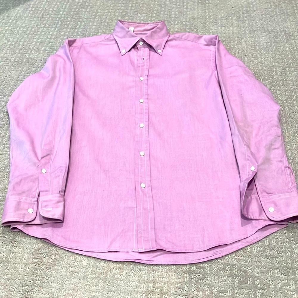 SALE! RALPH LAUREN PURPLE LABEL dress shirt, 15.5, see pix for stains!